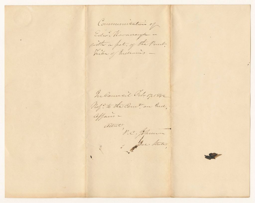 Miniature of Communication from Edward Kavanaugh with a petition of the Penobscot Tribe of Indians