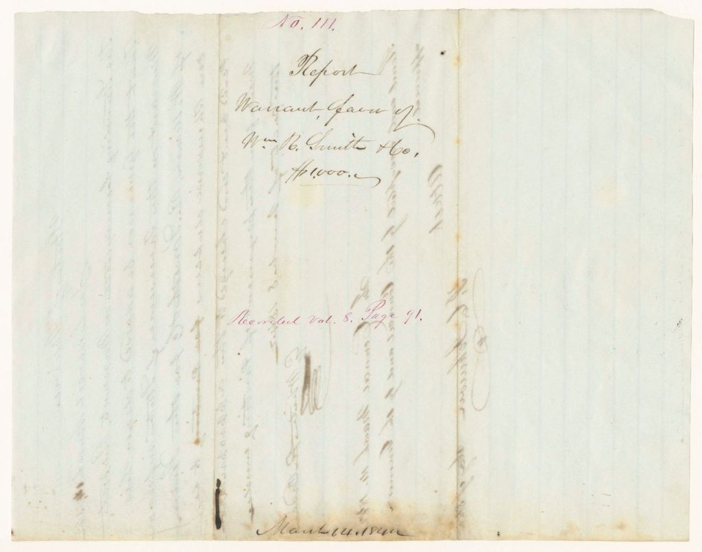 Miniature of Report 111: Report - Warrant in Favor of William R. Smith & Company