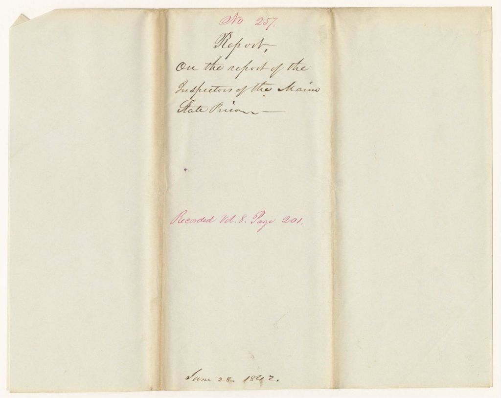 Miniature of Report 257: Report on the Report of the Inspectors of the Maine State Prison