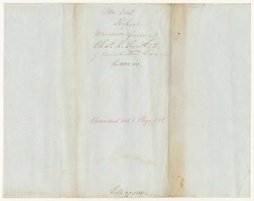Miniature of Report 303: Report - Warrant in Favor of Charles B. Smith, Treasurer of Cumberland County