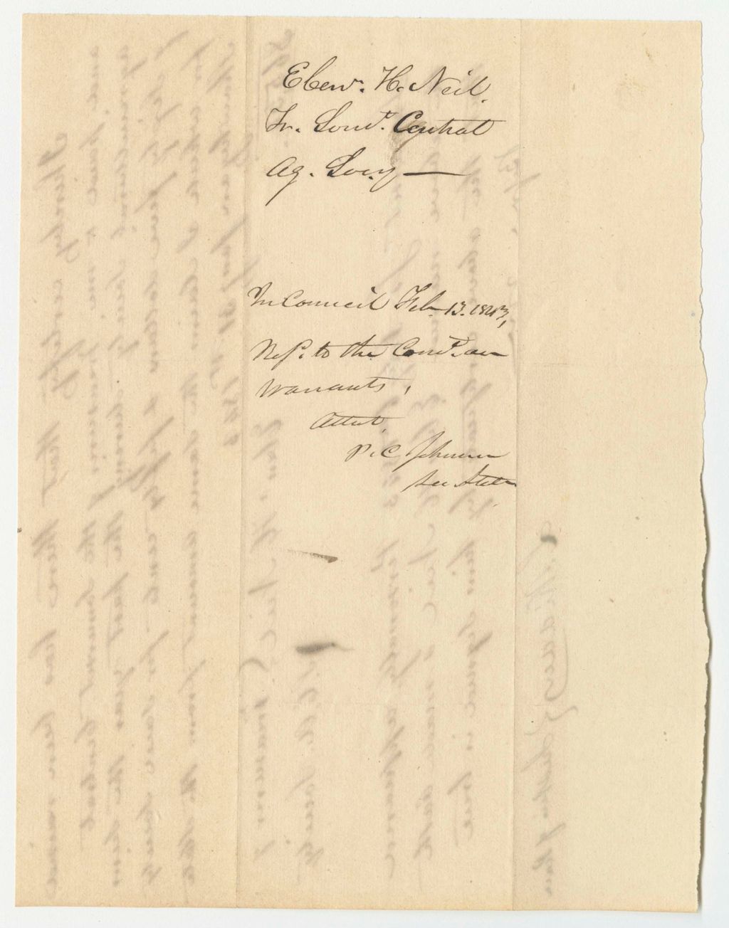 Miniature of Certificate of Ebenezer H. Neal, Treasurer of the Somerset Central Agricultural Society
