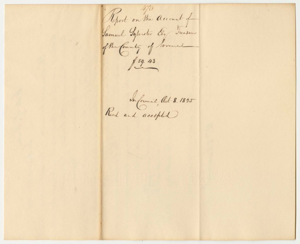 Miniature of Report 470: Report on the Account of Samuel Sylvester, Esq., Treasurer of the County of Somerset