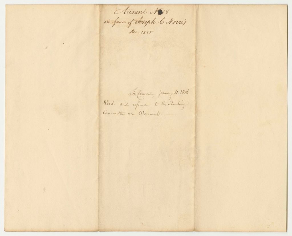 Miniature of Account No. 18 in Favor of Joseph C. Norris