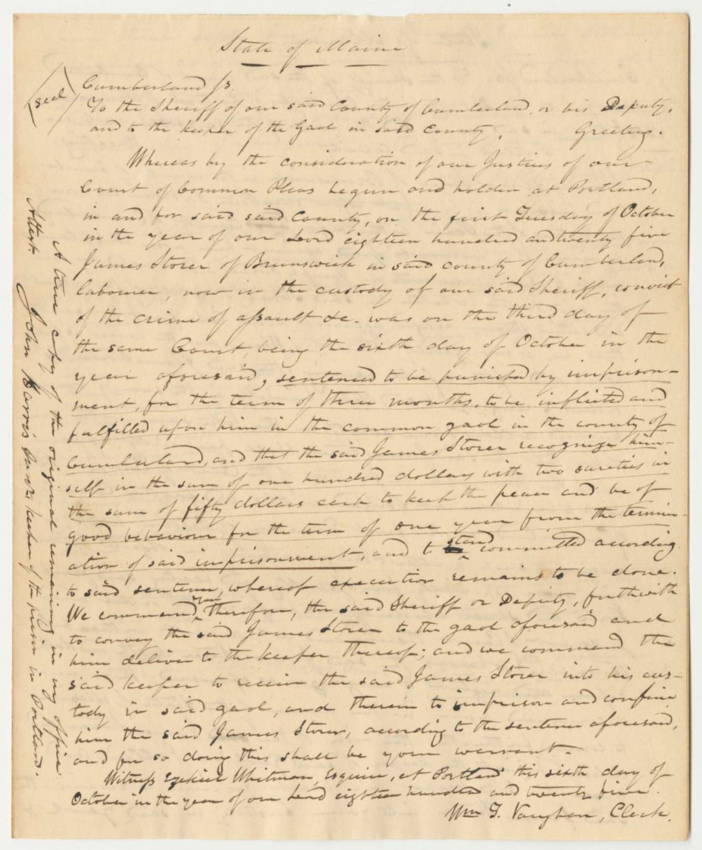 Miniature of Copy of State of Maine vs. James Storer