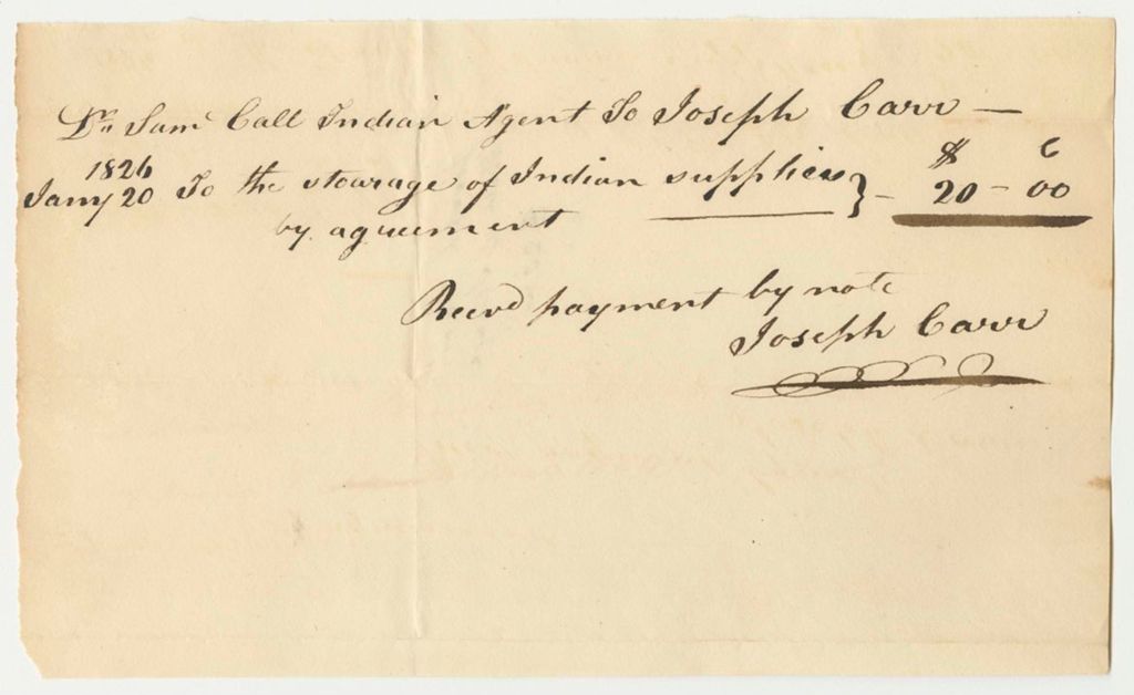 Miniature of Joseph Carr's Bill for Stowage of Indian Supplies