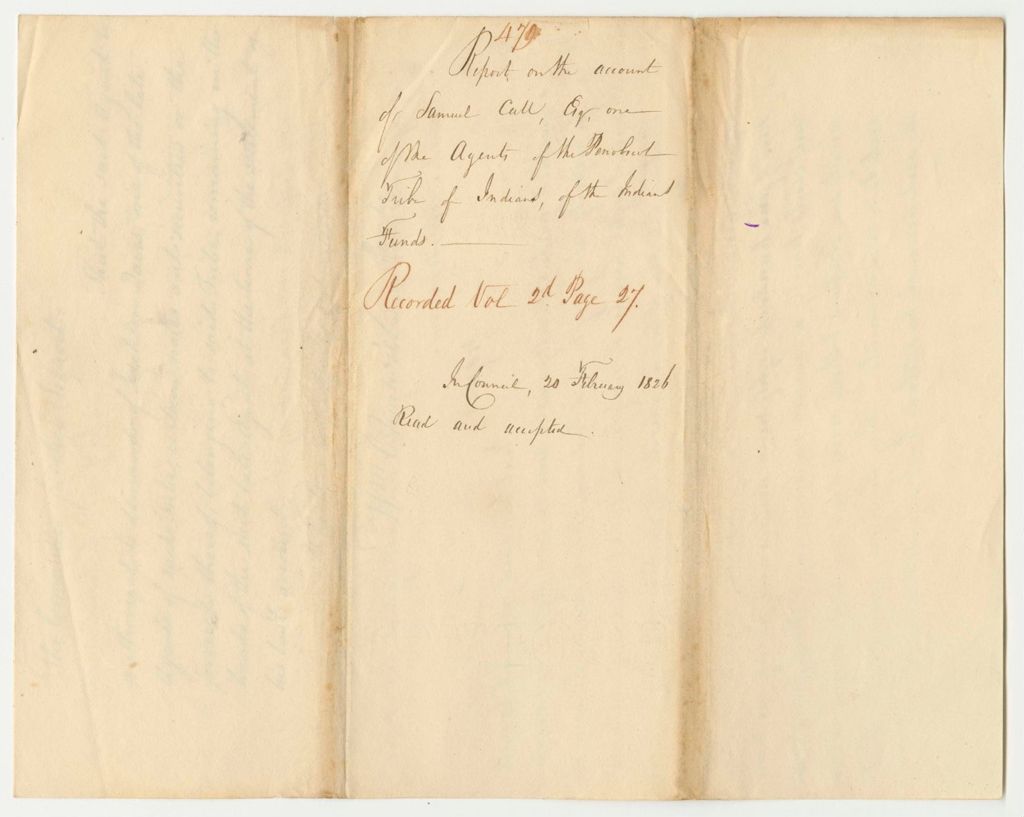 Miniature of Report 479: Report on the Account of Samuel Call, One of the Agents of the Penobscot Tribe