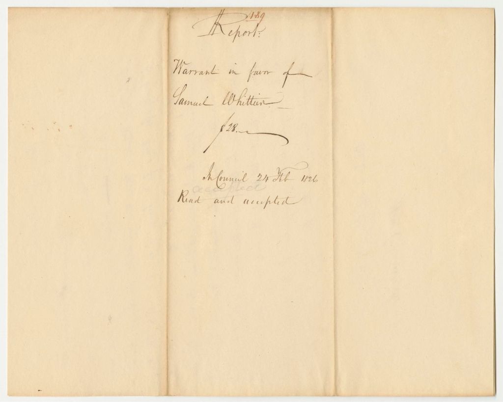 Miniature of Report 489: Report on the Warrant in Favor of Samuel Whittier for Boarding Two Penobscot Indian Chiefs