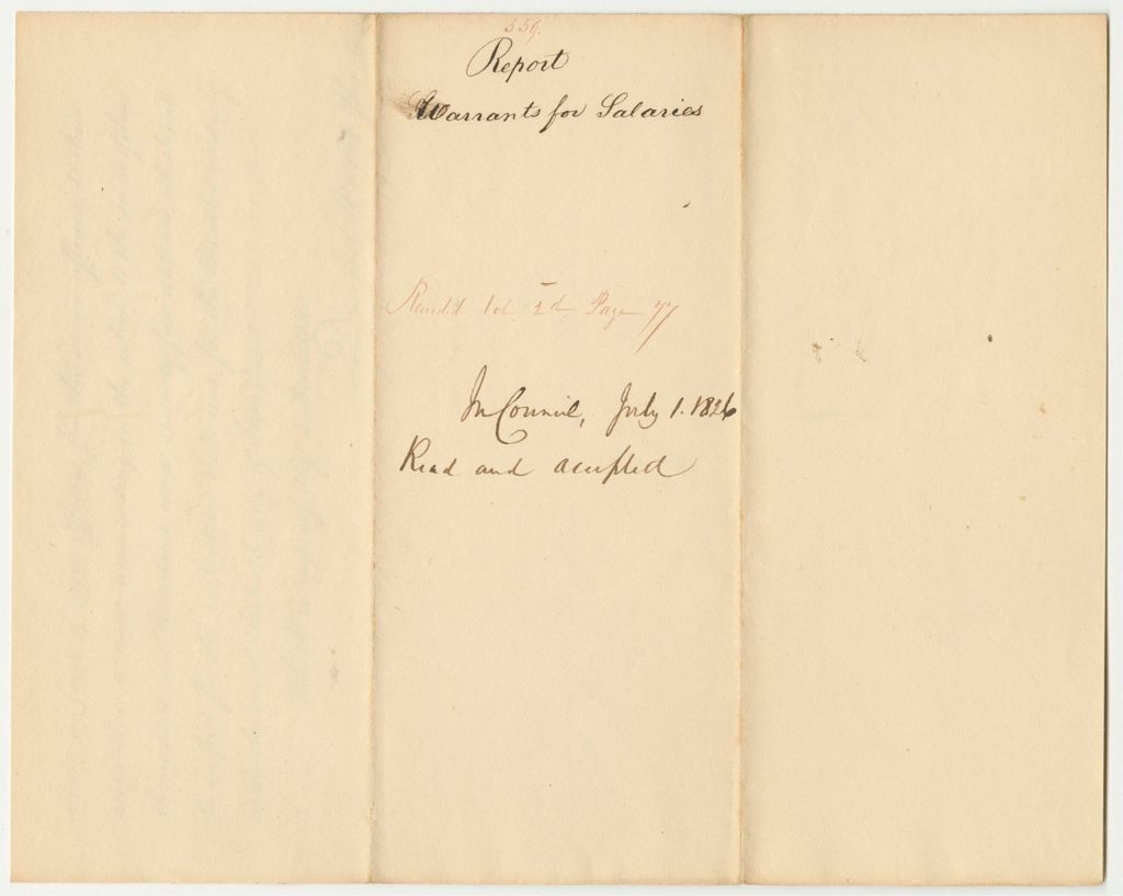 Miniature of Report 559: Report on the Warrant for Salaries