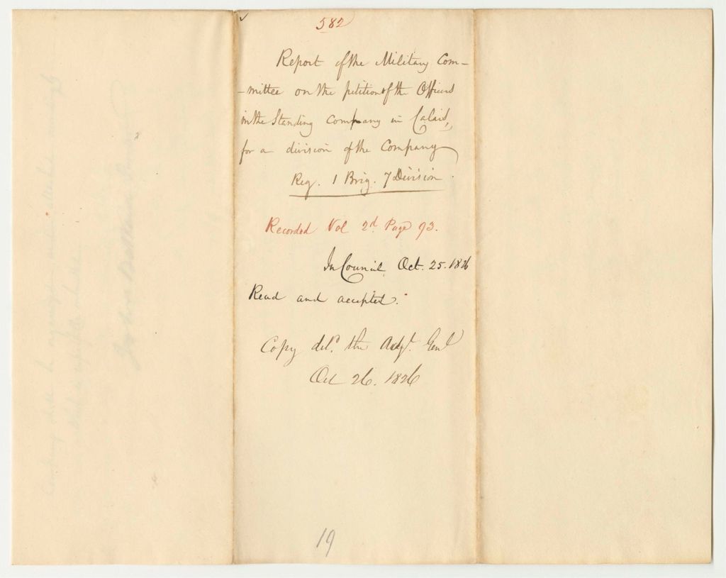 Miniature of Report 582: Report on the Petition of the Officers of the Stading Company in Calais for a Division of the Company
