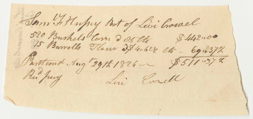 Miniature of Levi Cromwell Bill for Corn and Flour