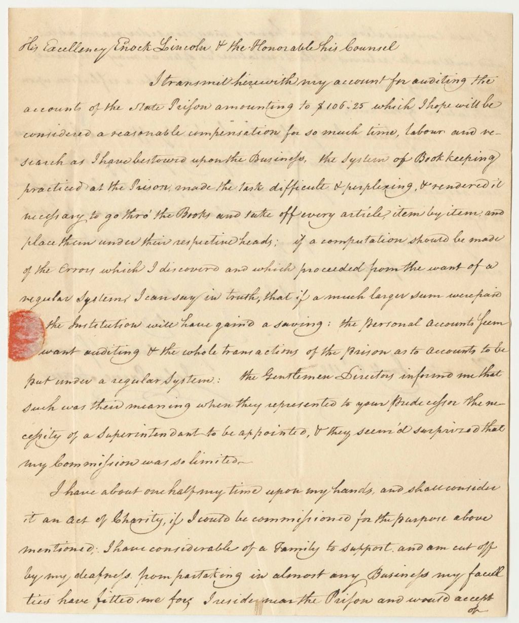 Miniature of Account of John Paine, Esq., for Auditing the Accounts of the State Prison