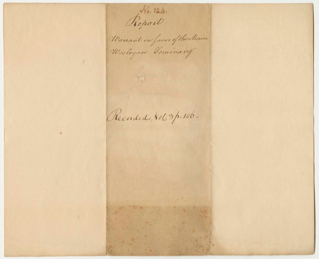 Miniature of Report 124: Report on the Warrant in Favor of the Maine Wesleyan Seminary