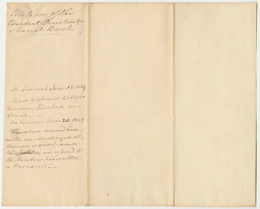 Miniature of Petition of the President and Directors of the Canal Bank