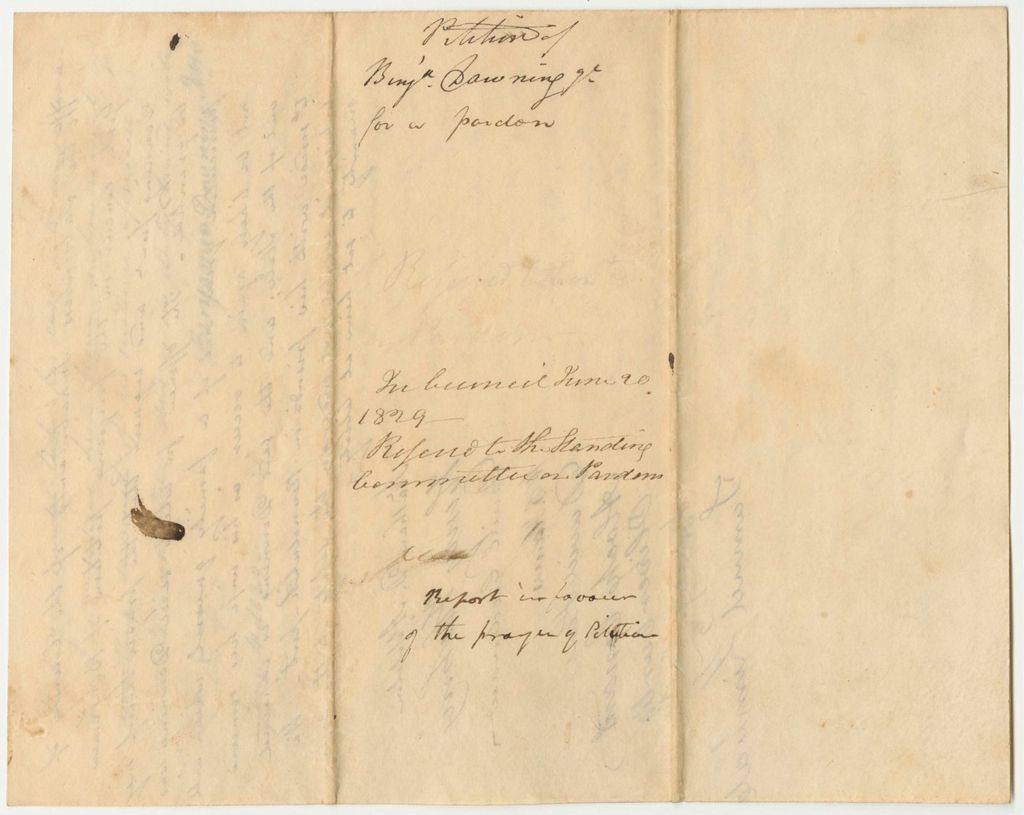 Miniature of Petition of Benjamin Downing, Jr., for a Pardon