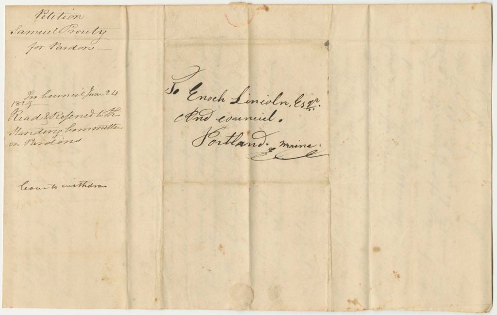 Miniature of Petition of Samuel Prouty for a Pardon