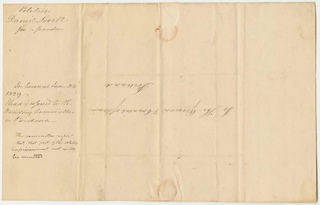 Miniature of Petition of Daniel Lovell for a Pardon