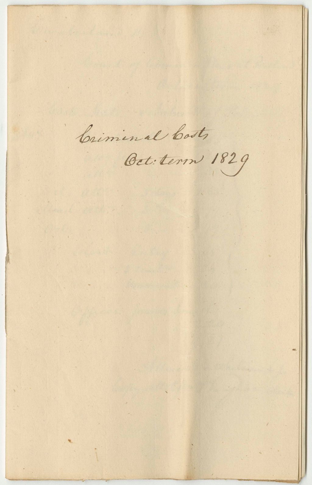 Miniature of Bills of Costs, Court of Common Pleas at Portland, Cumberland County, October Term 1829
