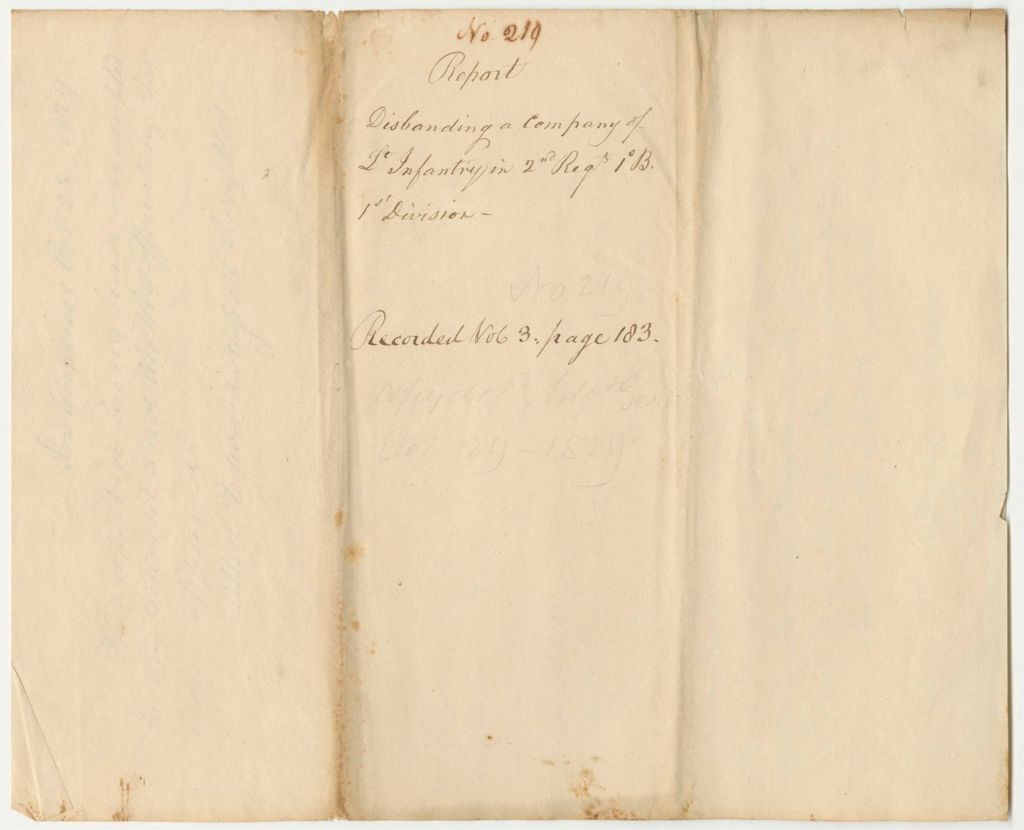 Miniature of Report 219: Report on the Petition of William Nason and Others for Disbanding a Company of Light Infantry in the 2nd Reg. 1st Brig. 1st Div.