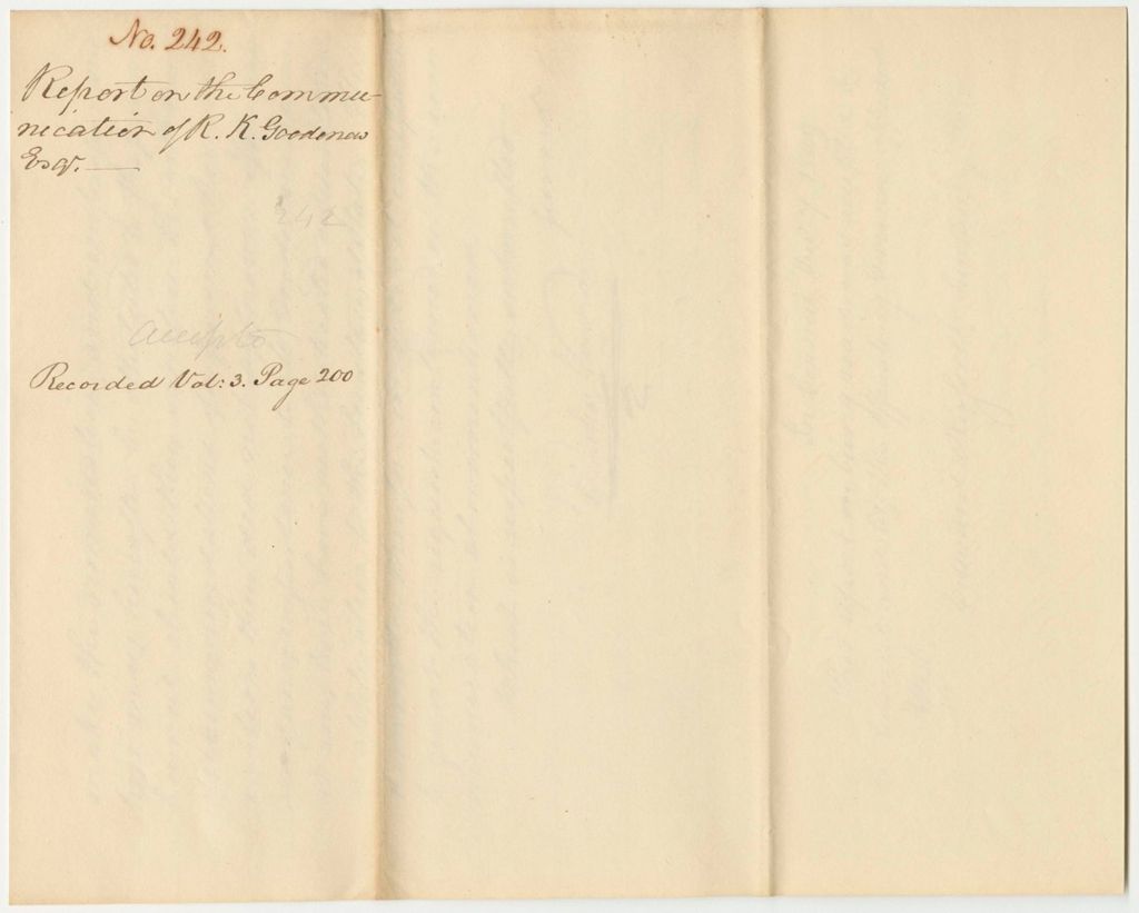 Miniature of Report 242: Report on the Communication of Rufus K. Goodenow, Clerk of the Judicial Courts in Oxford County