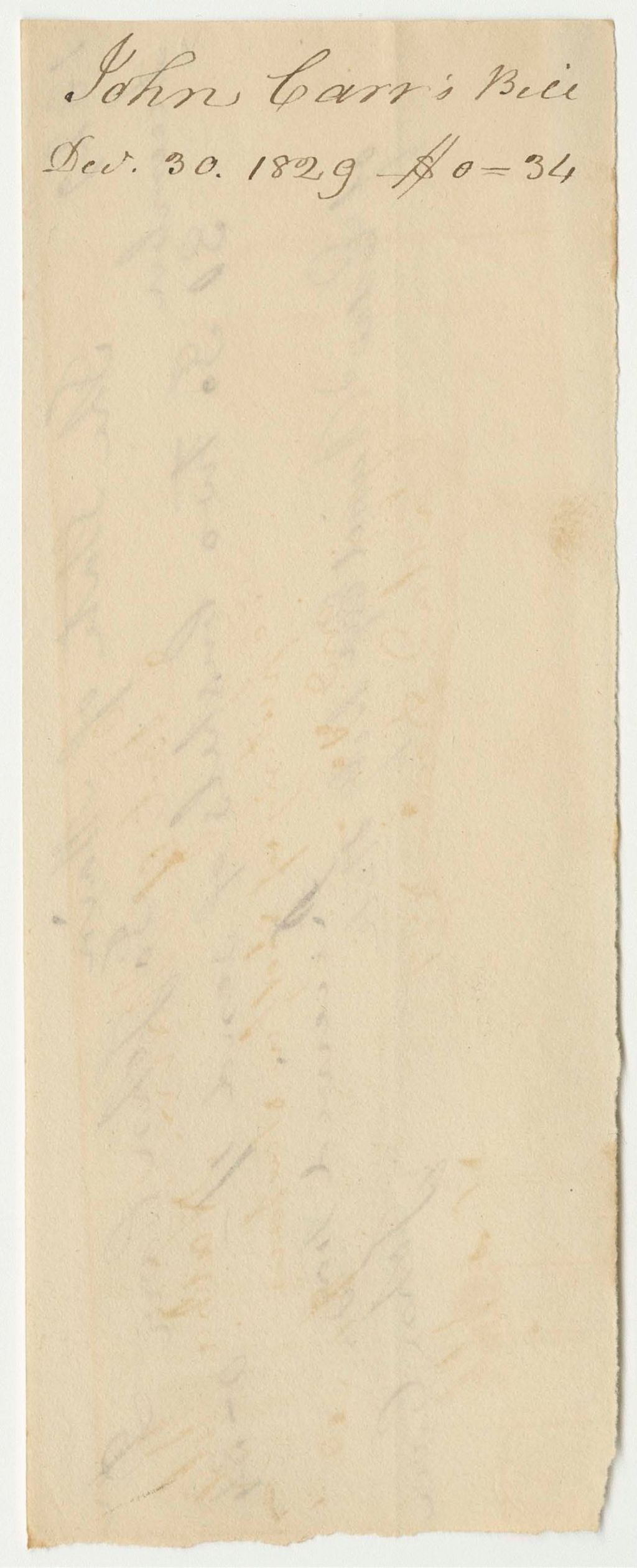 Miniature of John Carr's Bill for Two Bushels of Sand