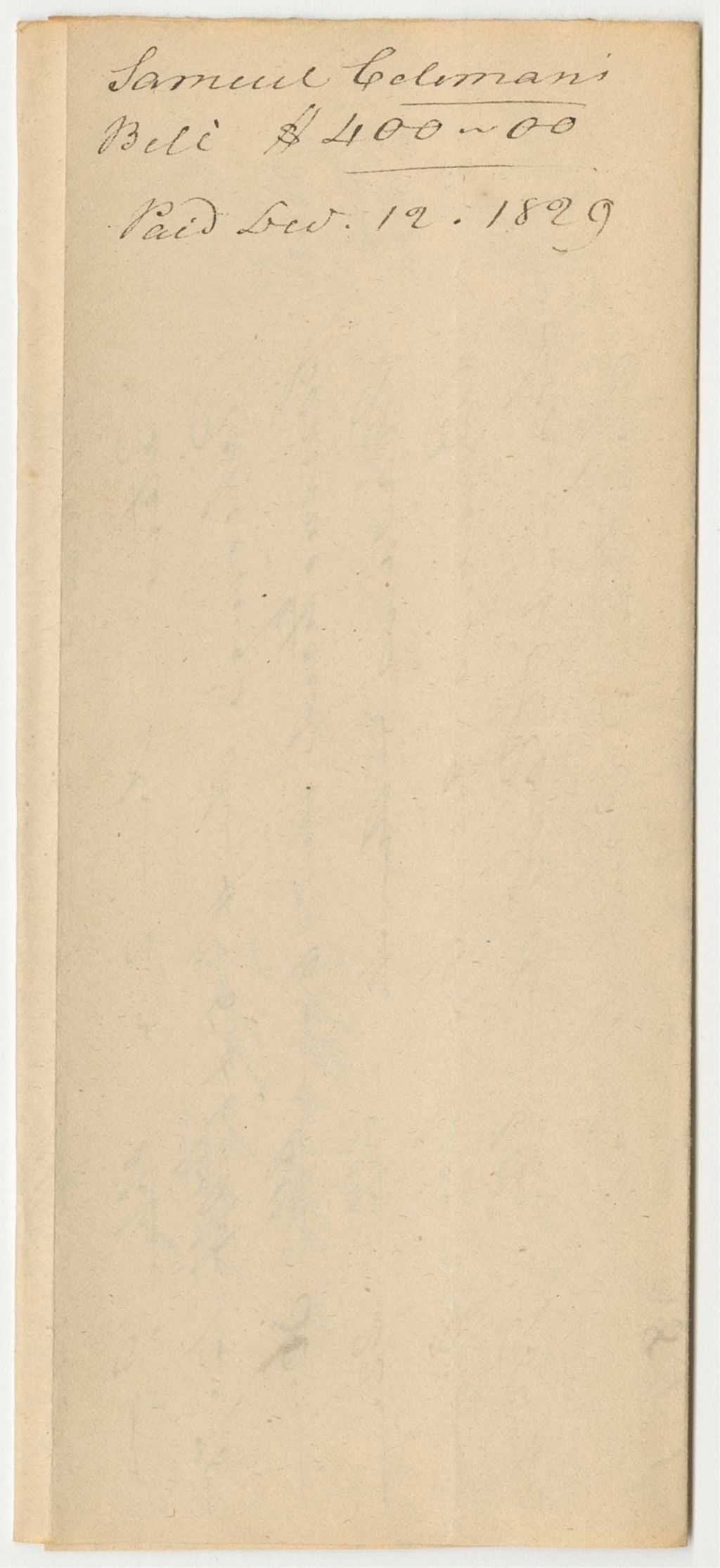 Miniature of Samuel Colman's Bill for Books for the Legislature