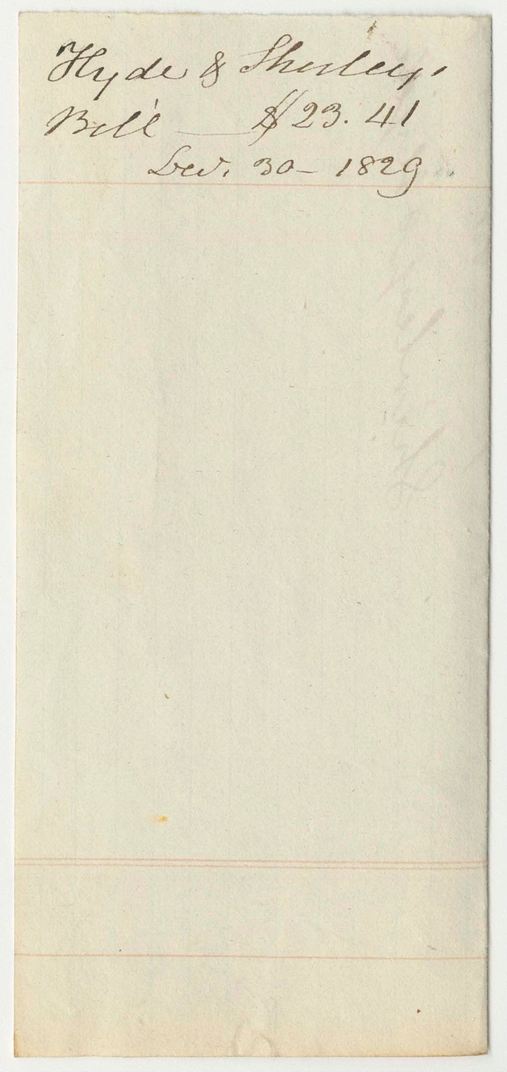 Miniature of Hyde & Shirley's Bill for Paper for Edward Russell, Secretary of State