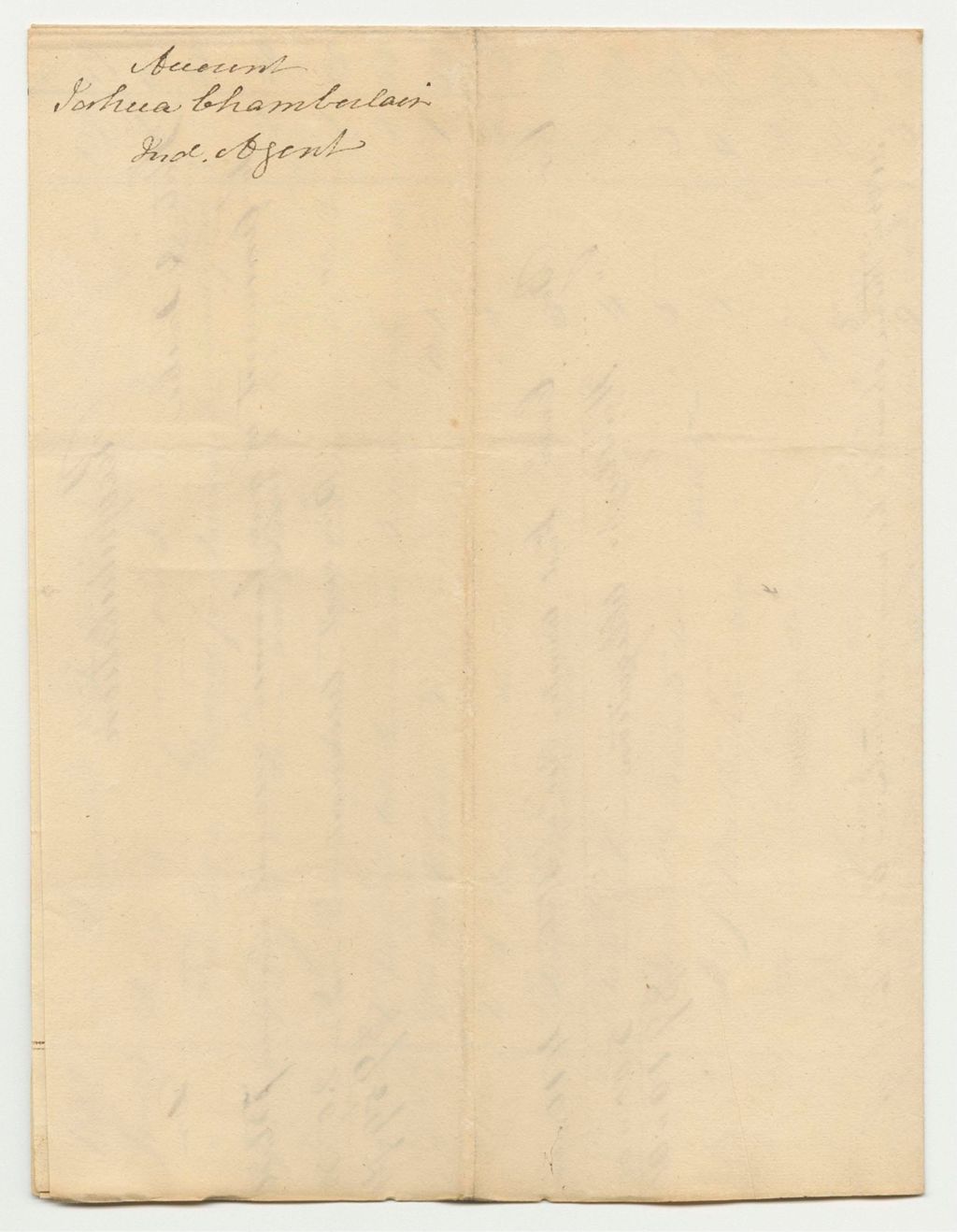Miniature of Accounts of Joshua Chamberlain, Agent of the Passamaquoddy Indians, for 1829