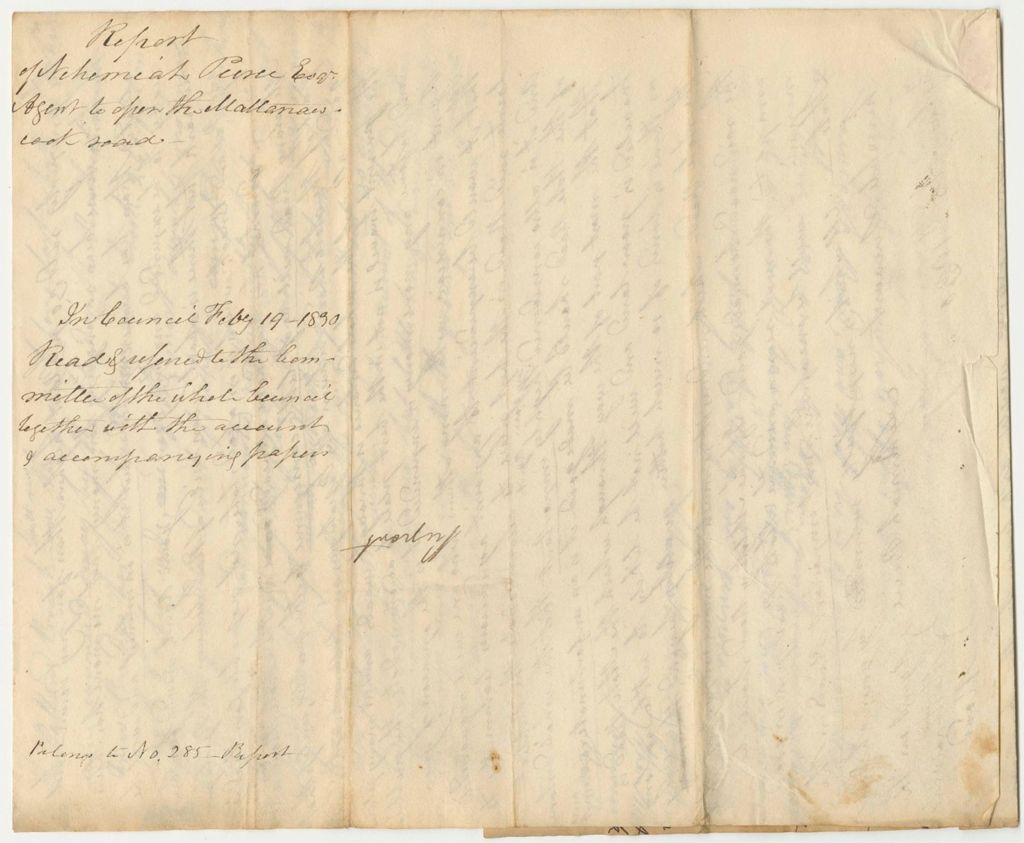 Miniature of Report of Nehemiah Pierce, Esq., Agent to Open the Mattanawcook Road