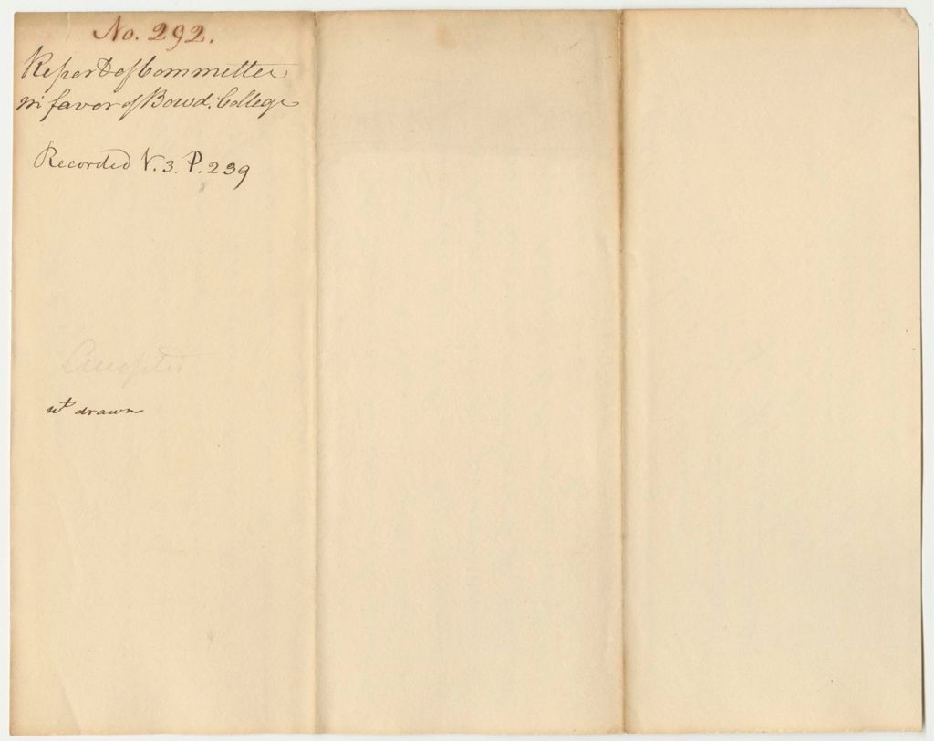 Miniature of Report 292: Report on the Warrant in Favor of Bowdoin College