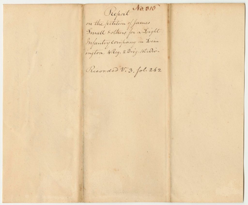 Miniature of Report 316: Report on the Petition of James Small and Others for a Light Infantry Company in Limington