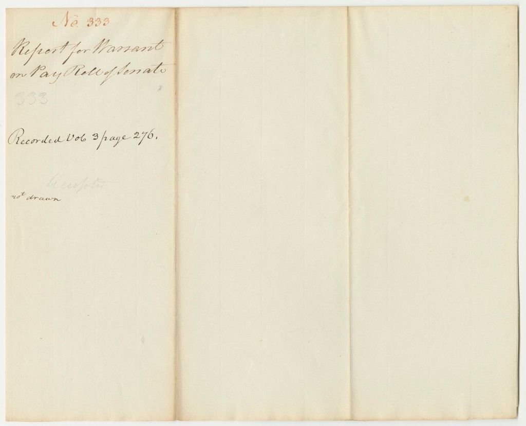 Miniature of Report 333: Report on the Warrant on the Payroll of the Senate