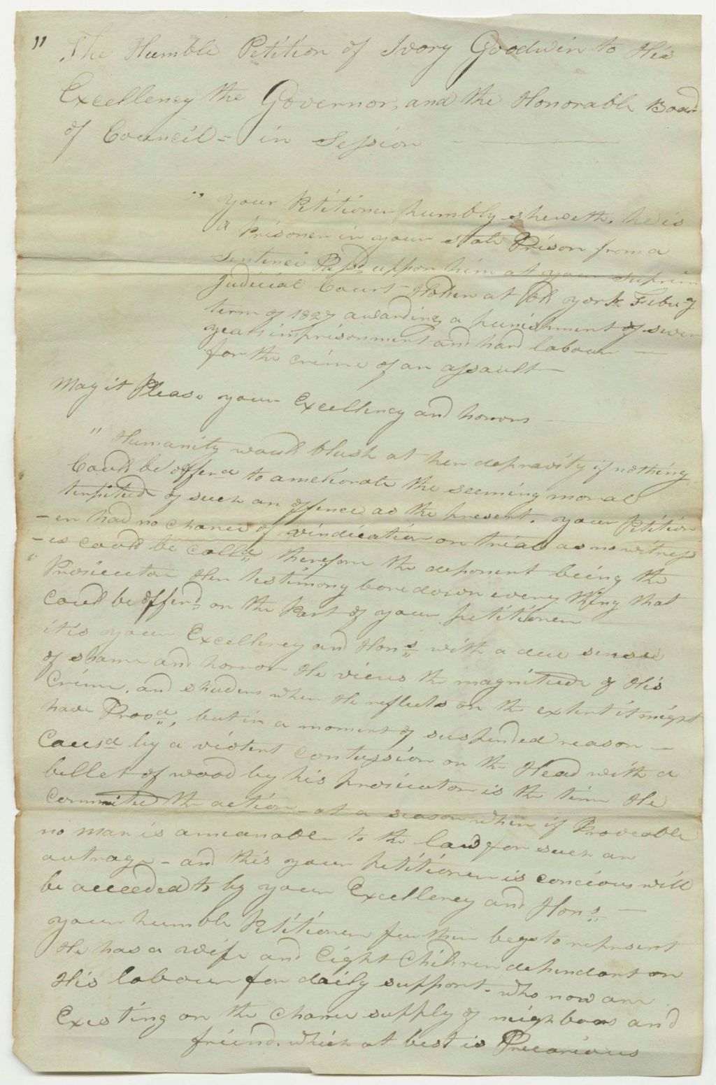 Miniature of Petition of Ivory Goodwin for a Pardon