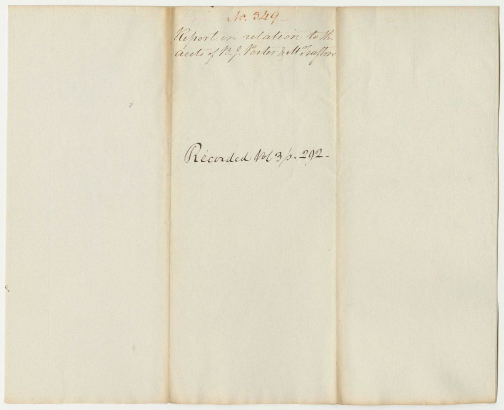Miniature of Report 349: Report in Relation to the Accounts of Benjamin J. Porter and Mark Trafton