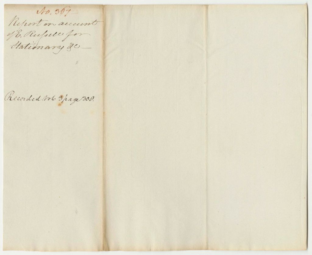 Miniature of Report 367: Report on the Account of Edward Russell, Secretary of State, for Stationary