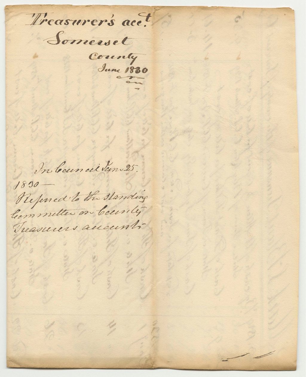 Miniature of Account of Mark S. Blunt, Esq., Treasurer of Somerset County