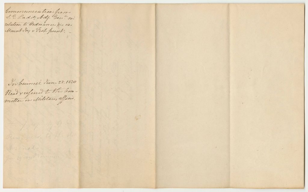 Miniature of Communication of the Adjutant General, Samuel G. Ladd, Regarding Military Stores