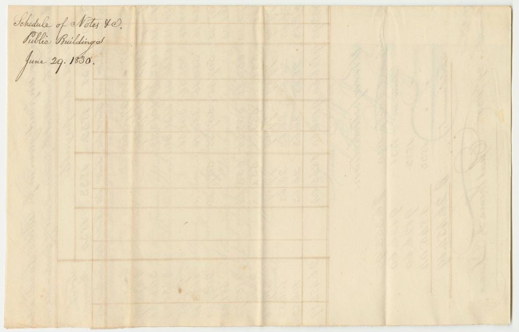 Miniature of Schedule of Notes on Account of Public Buildings