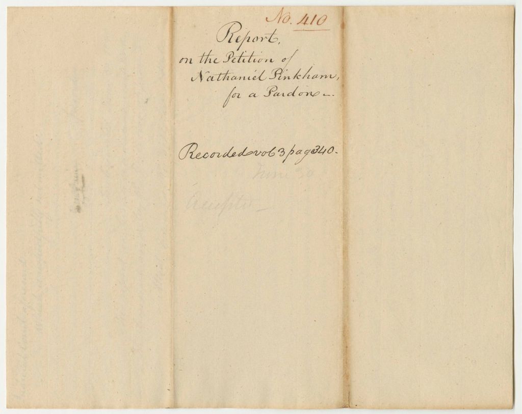 Miniature of Report 410: Report on the Petition of Nathaniel Pinkham for a Pension