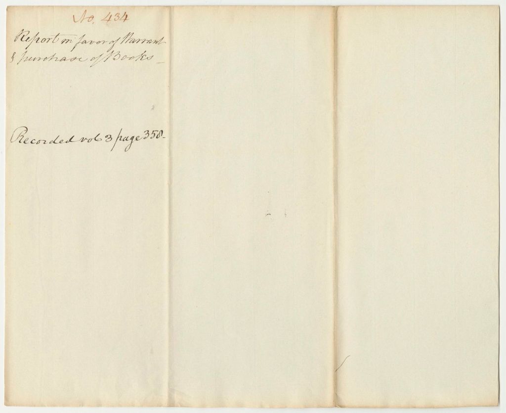 Miniature of Report 434: Report on the Warrant for the Purchase of Books