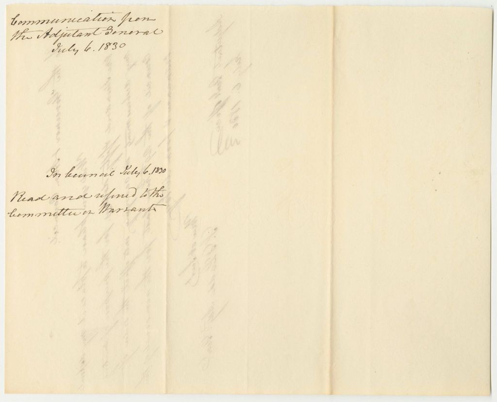 Miniature of Communication of Samuel G. Ladd, Adjutant General for Removal of Ordinance from Mount Joy