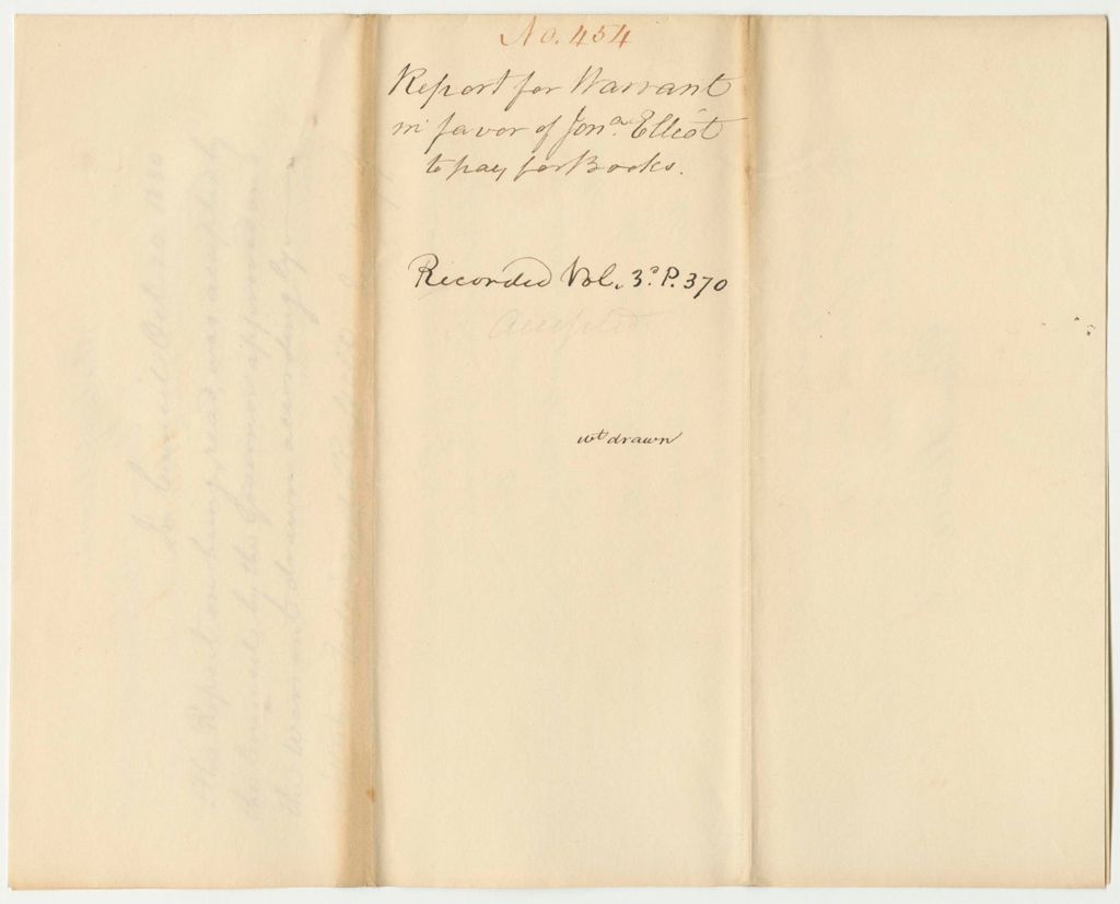 Miniature of Report 454: Report on the Warrant in Favor of Jonathon Elliot to Pay for Books