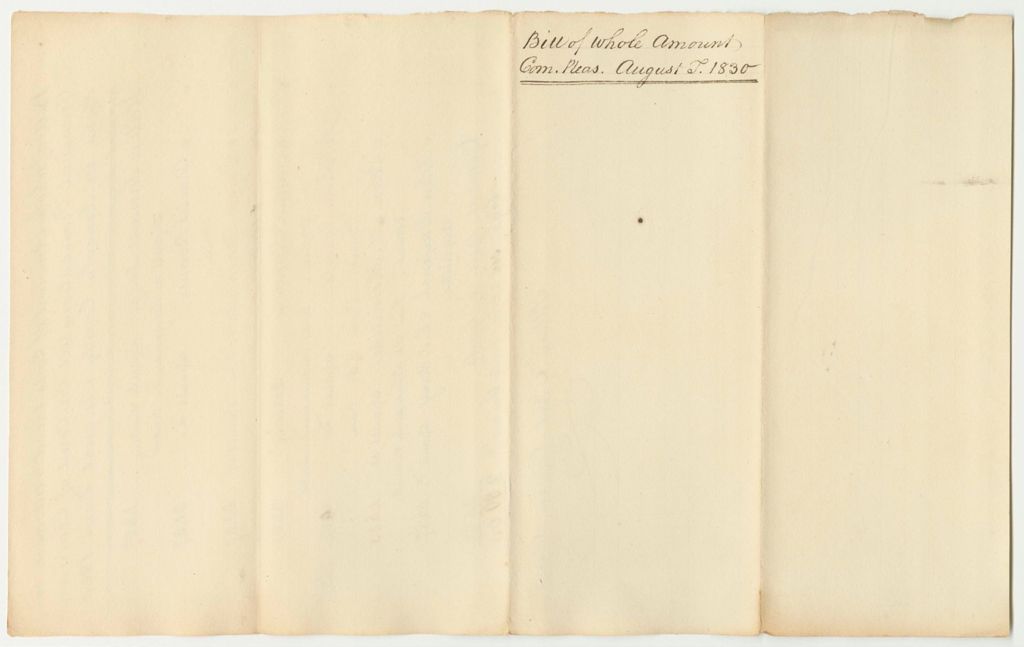Miniature of Bill of Whole Amounts of Costs Taxed and Allowed in Criminal Prosecutions at the Court of Common Pleas in Lincoln County, August Term 1830