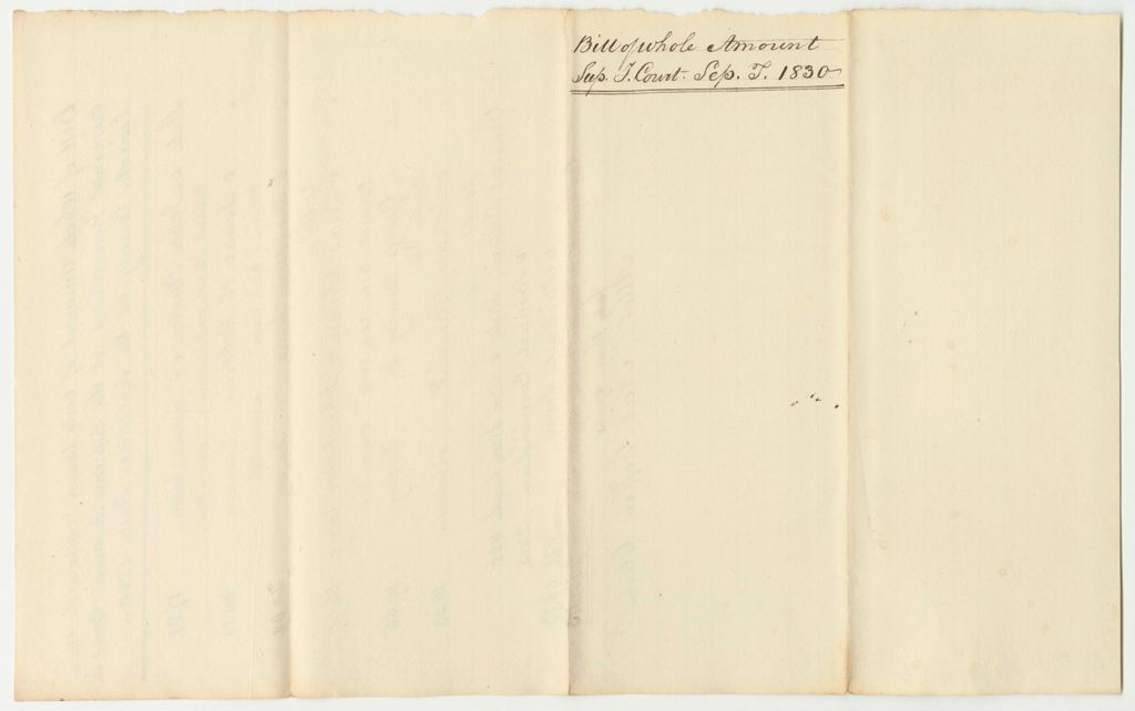 Miniature of Bill of Whole Amounts of Costs Taxed and Allowed in Criminal Prosecutions at the Supreme Judicial Court in Lincoln County, September Term 1830