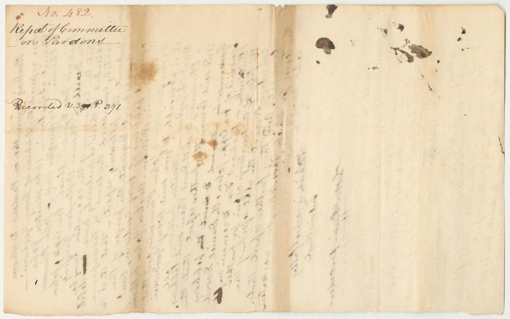 Miniature of Report 482: Report of the Committee on Pardons