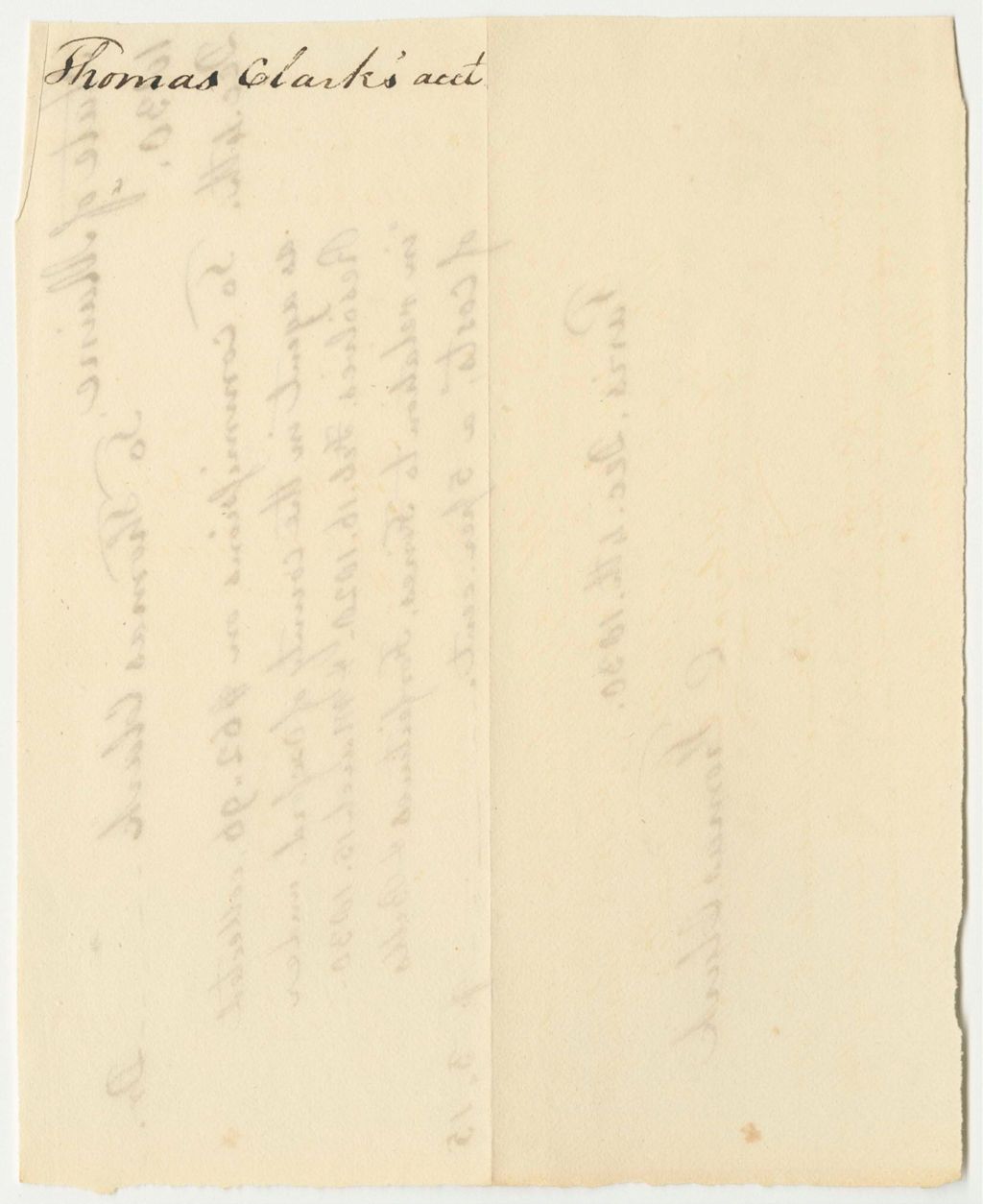 Miniature of Account of Thomas Clark, Agent to Collect Fines, Forfeitures, and Bills of Costs