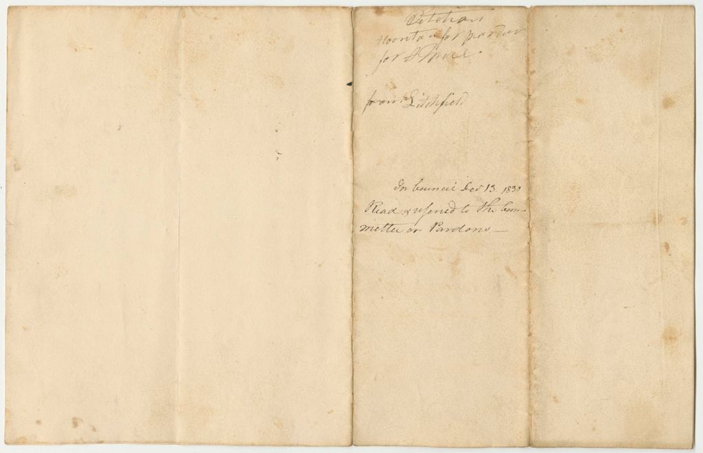 Miniature of Petition of the Inhabitants of Litchfield for the Pardon of Abner Free