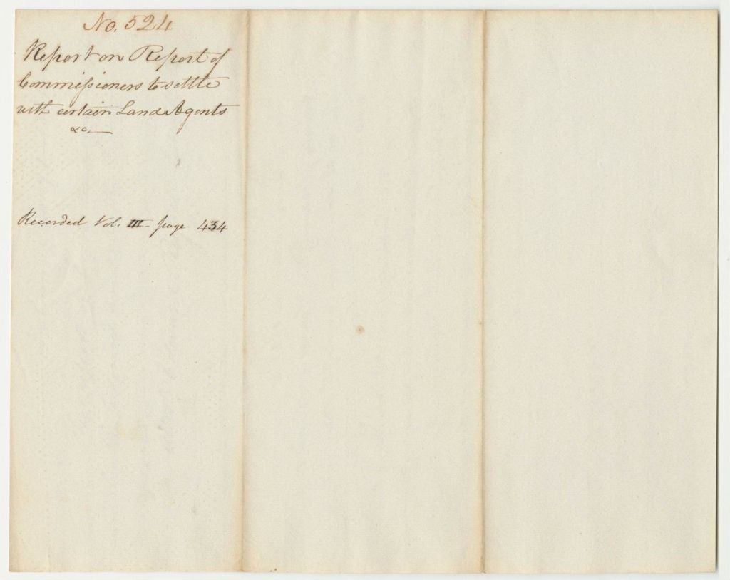 Miniature of Report 524: Report on the Report of the Commissioners to Settle with Certain Land Agents