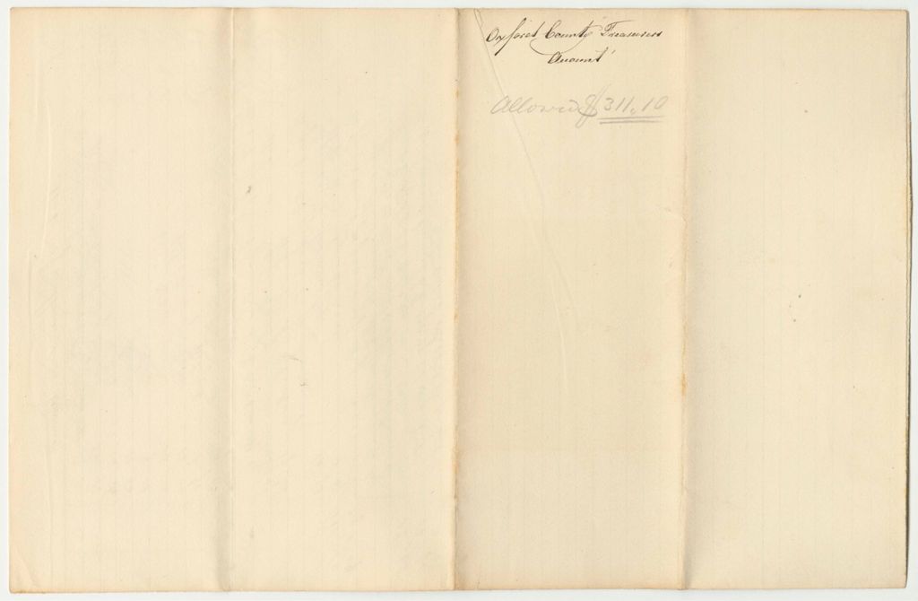Miniature of Account of Alanson Mellen, Treasurer of Oxford County