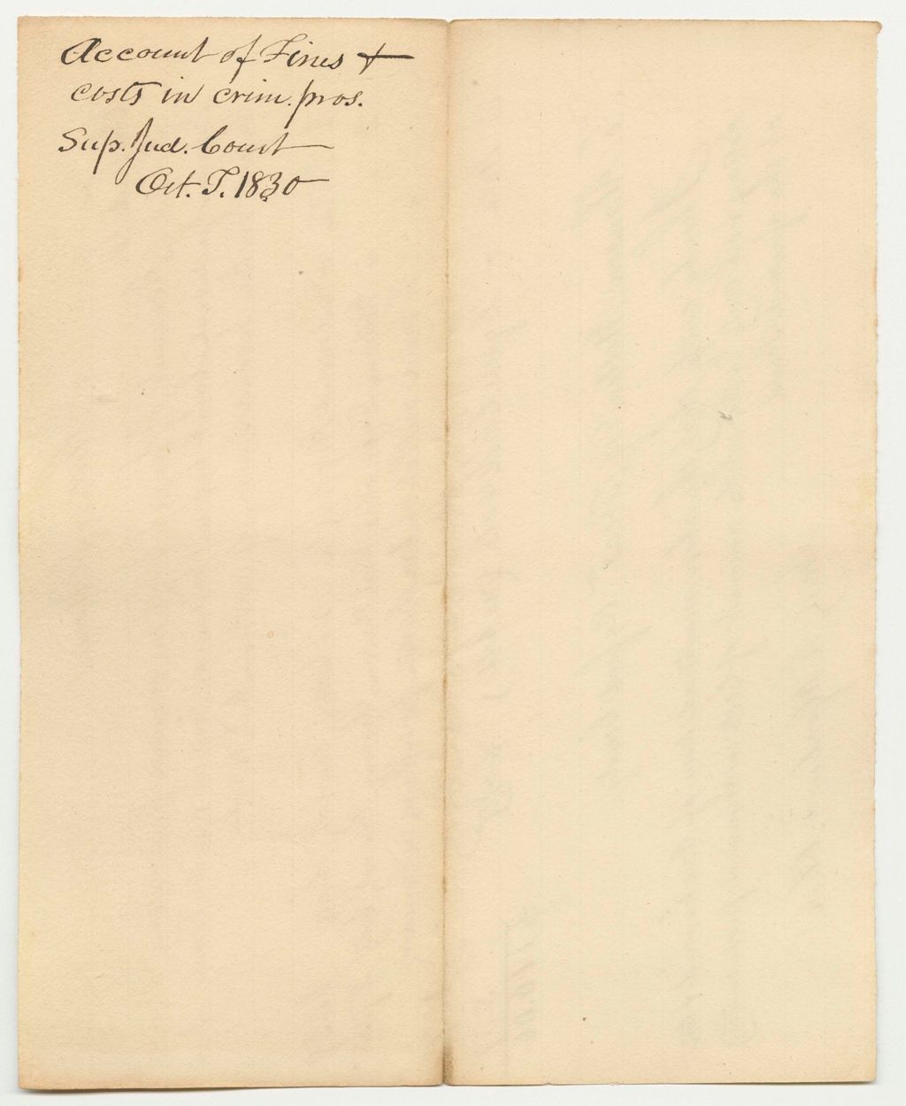 Miniature of Account of Fines and Costs in Criminal Prosecutions at the Supreme Judicial Court in Oxford, October Term 1830