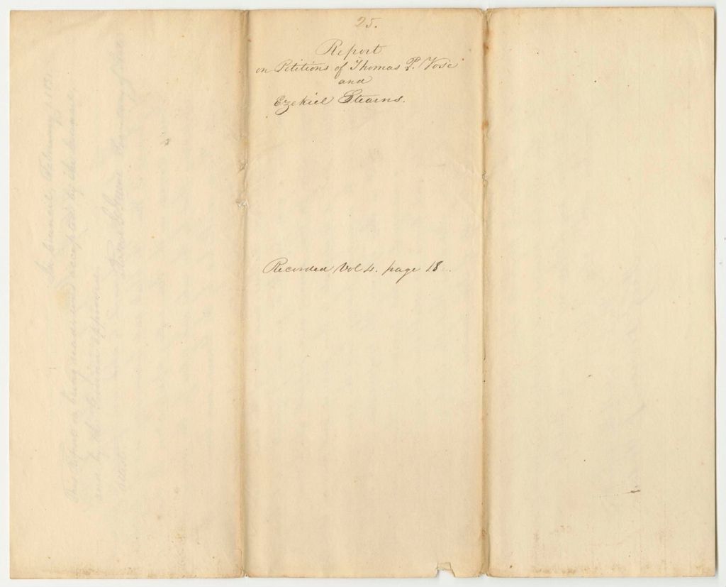 Miniature of Report 25: Report on the Petitions of Thomas P. Vose and Ezekial Stearns for an Increase in Salary